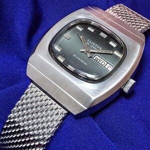 Clinton Vintage 25 Jewels Self Winding Automatic Swiss TV Tank Men's Watch